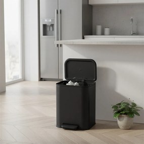 Caixote do lixo de 20 l com caixote interior 6,6 x 30 x 42,5 cm Preto