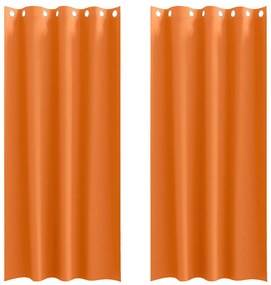 Cortinas 2 pcs Laranja Brilhante 225 x 140 cm Poliéster