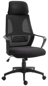 Vinsetto Cadeira de escritório ergonômica inclinável ajustável Suporta até 120 kg 64x58x116-126 cm Preto