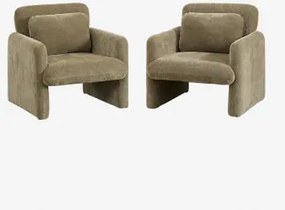 Pack De 2 Poltronas Em Chenille Jeison Chenille Verde Sálvia - Sklum