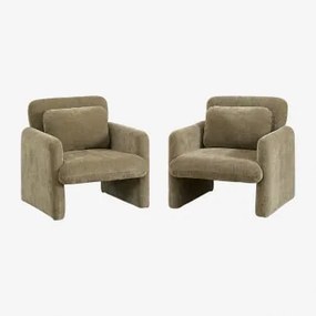 Pacote De 2 Poltronas Jeison Em Chenille Verde Sálvia - Sklum