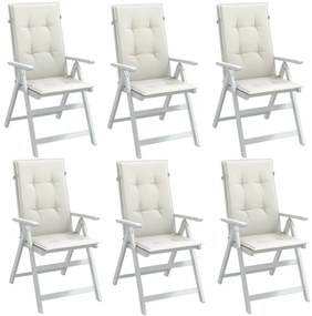 Almofadões para cadeiras altas 6 pcs mesclado tecido creme