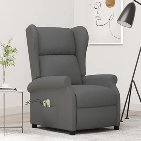 3098332 vidaXL Poltrona de massagens elétrica tecido cinza-escuro