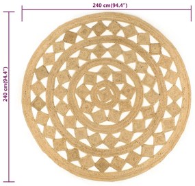 Tapete artesanal em juta trançada 240 cm