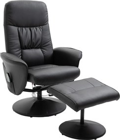HOMCOM Poltrona relax com puff, poltrona giratória para TV com 10 pontos de massagem, reclinável, poltrona de massagem com controle remoto, bolso lateral, poltrona para TV, couro sintético, Preto | Aosom Portugal