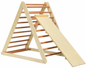 Escada de Brinquedo Triangular de Madeira para Subir Dobrável para Crianças de 6 meses a 6 anos para Berçário Doméstico 122 x 71 x 110 cm Natural