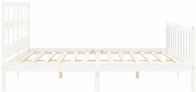 Cama sem colchão 200x200 cm madeira de pinho maciça branco