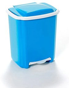 Balde Lixo Plástico New com Pedal Azul / Branco 20l 34X27X40.5cm