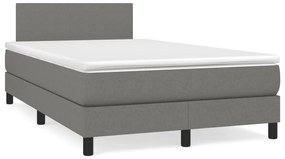 Cama box spring c/ colchão e LED 120x190 cm tecido cinza-escuro