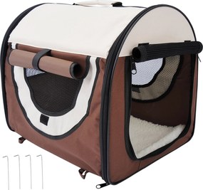 Saco de transporte para cães, caixa de transporte dobrável e respirável com almofada de pele de carneiro removível, 61 x 46 x 51 cm