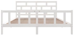 Estrutura de cama 200x200 cm madeira de pinho maciça branco