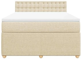 Cama com molas/colchão 160x200 cm tecido cor creme