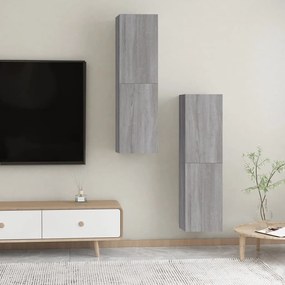 Móveis p/ TV de parede 2 pcs 30,5x30x110 cm cinzento sonoma