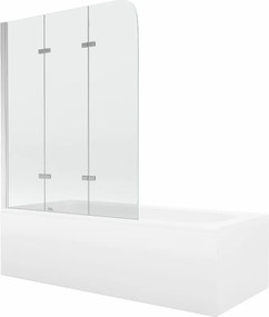 Mexen Vega banheira retangular 170 x 70 cm com revestimento e protetor de 3 painéis 120 cm, transparente, cromado