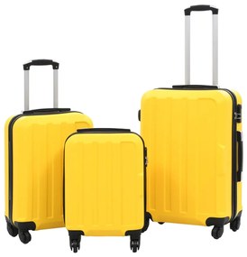 Conjunto de tróleis estojo rígido 3 pcs ABS amarelo