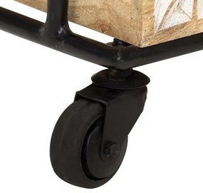 Carrinho de cozinha 3 prateleiras 46x30x76 cm mangueira maciça