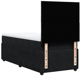 Cama com molas/colchão 100x200 cm veludo preto