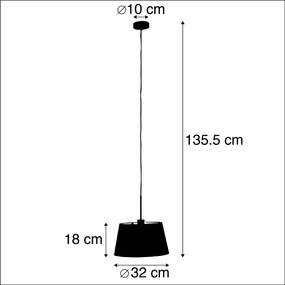 Candeeiro de suspensão com cúpula de algodão preto com ouro de 32 cm - Combi Clássico / Antigo