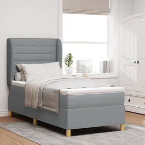 Cama Box Spring vidaXL com Colchão Cinza Claro 80x200 cm Tecido