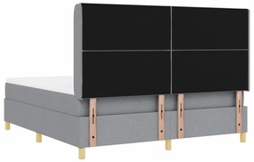 Cama Box Spring vidaXL com Colchão e Luz LED Cinza Claro 180x200 cm Te