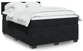 vidaXL Cama com molas/colchão 140x200 cm veludo preto