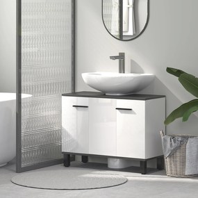 Móvel para Lavatório (Não incluido) Pousar Móvel Casa de Banho com 2 Portas e Prateleira Ajustável para Lavatório com ou sem Pedestral 80x34x60 cm Bra