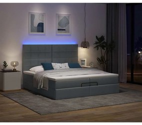 Estrutura de cama otomana com colchões tecido cinzento escuro