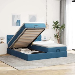 vidaXL Estrutura cama otomana colchões 180x200 cm veludo azul escuro