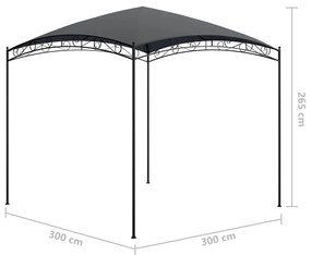 Gazebo 3x3x2,65 m 180 g/m² antracite