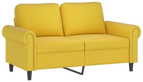 3 pcs conjunto de sofás com almofadões veludo amarelo