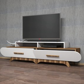 Suporte para TV Flora – Nogueira e Branco – 205x50x36,8 cm