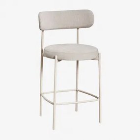 Banqueta Anisa 65 Cm Alta Com Encosto Estofado Tapioca Bege & Tecido Chenille Branco Quebrado - Sklum