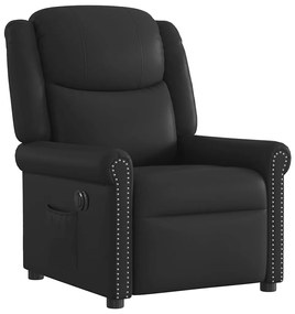 Poltrona reclinável elétrica couro artificial preto brilhante