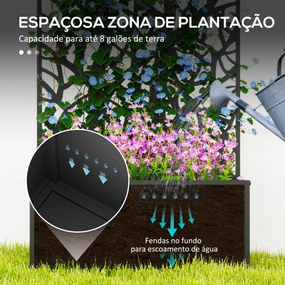 Floreira de Metal com Ecrã de Privacidade com Ramos Decorativos Floreira de Parede ou Independente  61x23x113 cm Preto