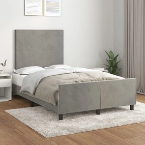 Estrutura de cama sem colchão 120x200 cm veludo cinzento-claro