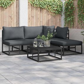 vidaXL Conjunto de Sofá de Jardim 5 pcs Preto 70 x 70 x 32 cm Alumínio