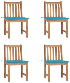 Cadeiras de jardim c/ almofadões 4 pcs madeira de teca maciça