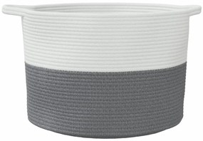 Cesto de arrumação Ø55x36 cm algodão cinzento e branco