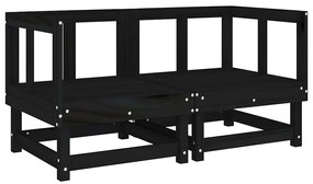 Sofás de canto com almofadões 2 pcs pinho maciço preto