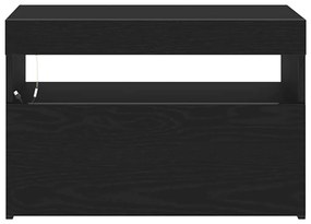 Armários de TV com luzes LED 2 pcs Carvalho Preto 60x35x40 cm Madeira