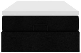 Estrutura de cama otomana com colchão preto tecido