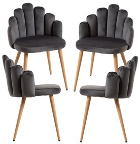 Pack 4 Cadeiras Hand Veludo - Cinza escuro