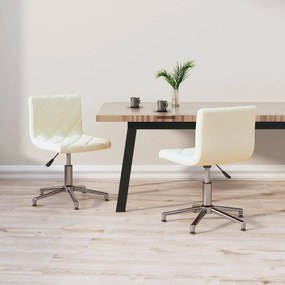 vidaXL Cadeiras de jantar giratórias 2 pcs veludo cor creme