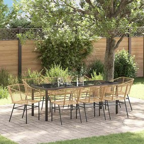 vidaXL Conjunto de Jantar de Jardim 9 Peças Castanho Rattan Poliéster
