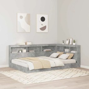 vidaXL Cabeceira de armazenamento Cinzento cimento 120 cm