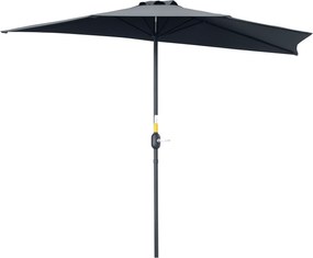 Outsunny Toldo Semicircular Jardim Manivela Exterior Terraço Pátio Piscina 269x138x236cm Cinza Escuro Durável | Aosom Portugal