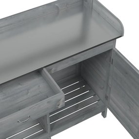 Mesa de cultivo c/ armário 110,5x45x124,5 cm abeto maciço cinza