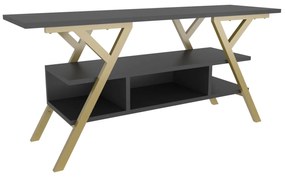 Móvel TV Minerva – Dourado e Antracite – 120x35x55 cm