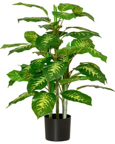 HOMCOM Planta Artificial Aglaonema Planta Sintética de 95cm com 42 Fol