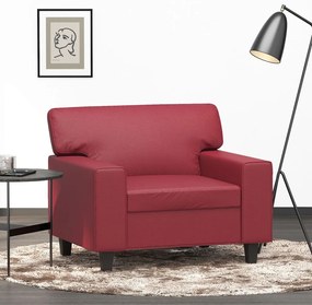 Poltrona 60 cm couro artificial vermelho tinto
